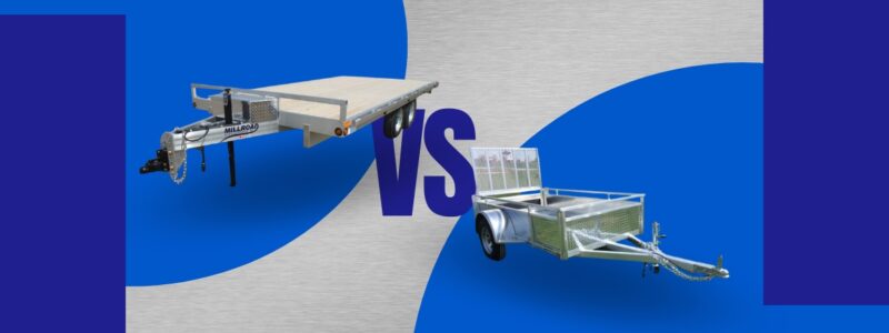 Comparison of a deckover trailer and a landscape trailer, highlighting their key differences in design, capacity, and usage, helping users choose the right one for their specific needs