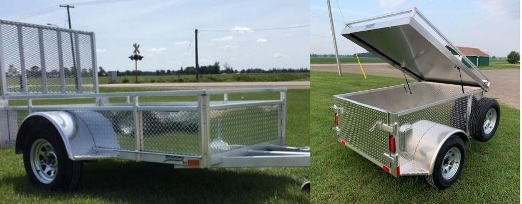 Aluminum Utility Trailer with Mesh Ramp and Enclosed Cargo Trailer for Versatile Hauling